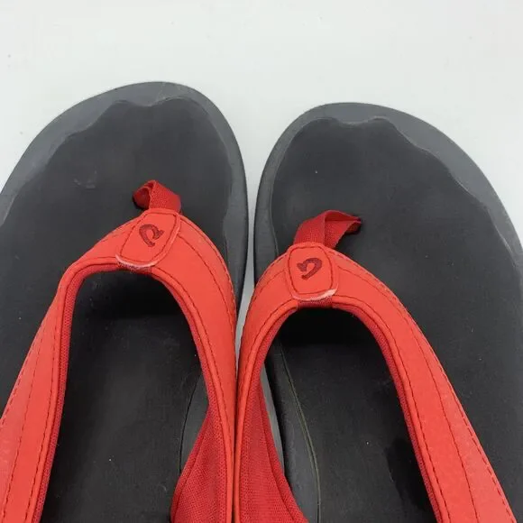 OluKai Sandals Womens Size 9 Red Flip Flop Cushioned Comfort Beach Synthetic - Picture 9 of 10